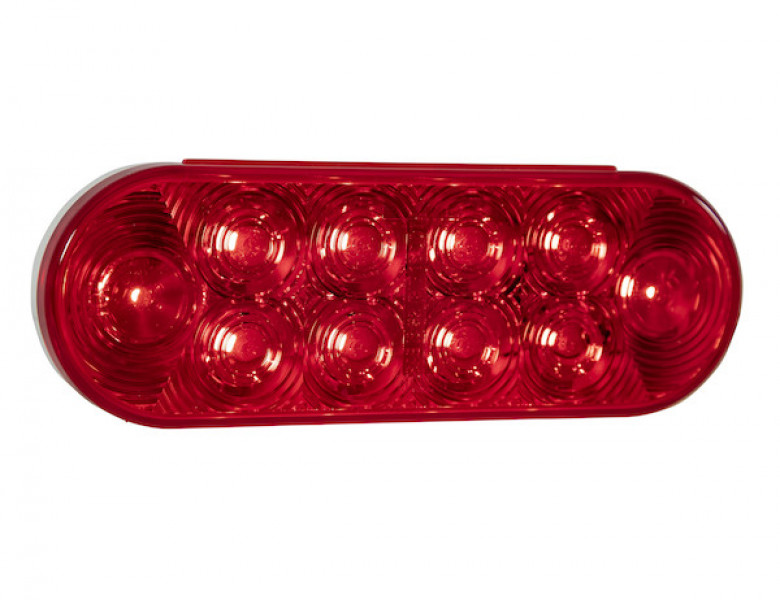 Image of 6 Inch Red Oval Stop/Turn/Tail Light with 10 LEDs Kit (PL-3 Connection, Includes Grommet and Plug) from Buyers Products. Part number: 5626510