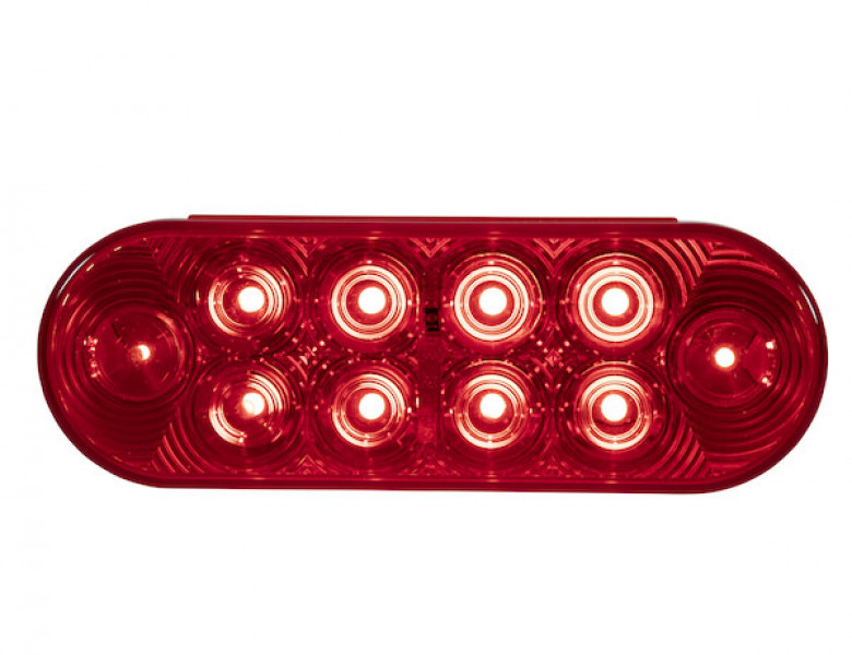 Image of 6 Inch Red Oval Stop/Turn/Tail Light with 10 LEDs Kit (PL-3 Connection, Includes Grommet and Plug) from Buyers Products. Part number: 5626510