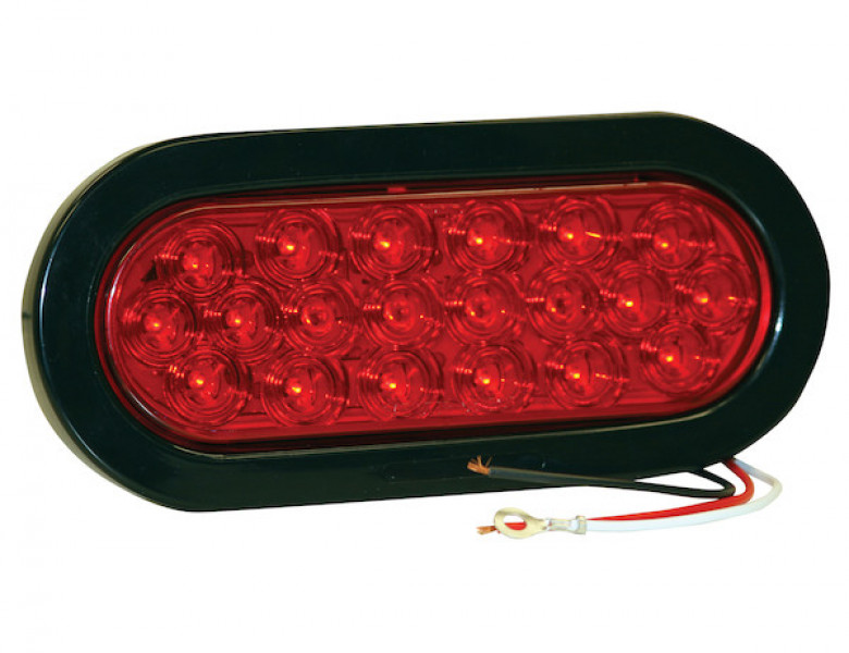 Image of 6 Inch Red Oval Stop/Turn/Tail Light with 20 LEDs Kit (PL-3 Connection, Includes Grommet and Plug) from Buyers Products. Part number: 5626520