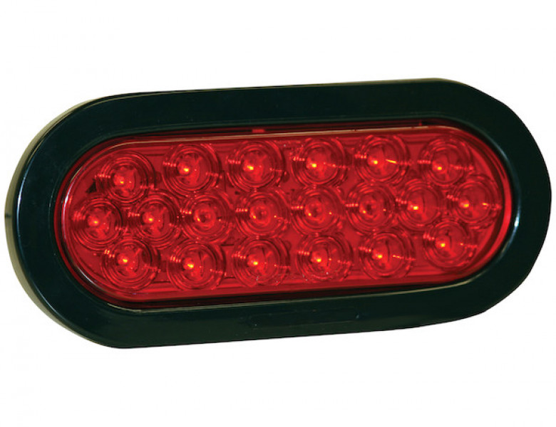 Image of 6 Inch Red Oval Stop/Turn/Tail Light with 20 LEDs Kit (PL-3 Connection, Includes Grommet and Plug) from Buyers Products. Part number: 5626520