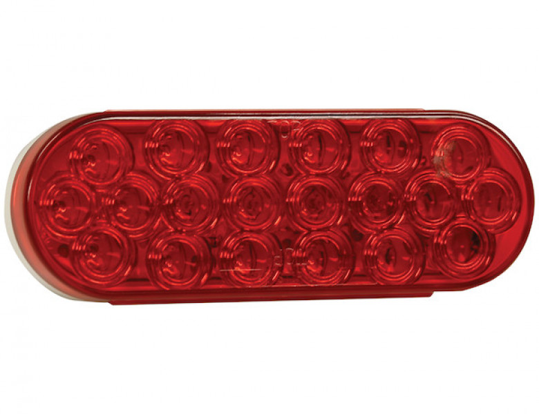 Image of 6 Inch Red Oval Stop/Turn/Tail Light with 20 LEDs Kit (PL-3 Connection, Includes Grommet and Plug) from Buyers Products. Part number: 5626520