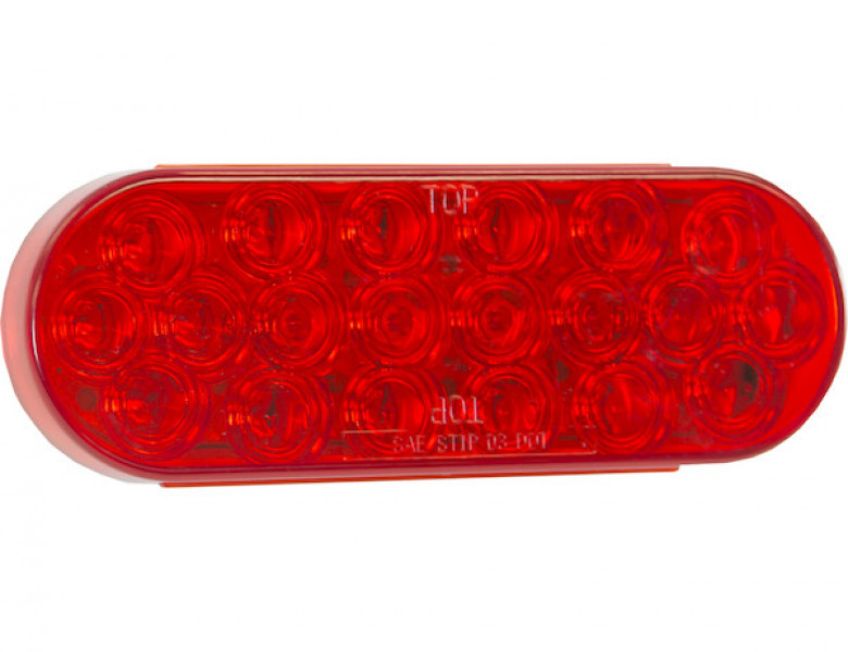 Image of 6 Inch Red Oval Stop/Turn/Tail Light with 20 LEDs Kit (PL-3 Connection, Includes Grommet and Plug) from Buyers Products. Part number: 5626520