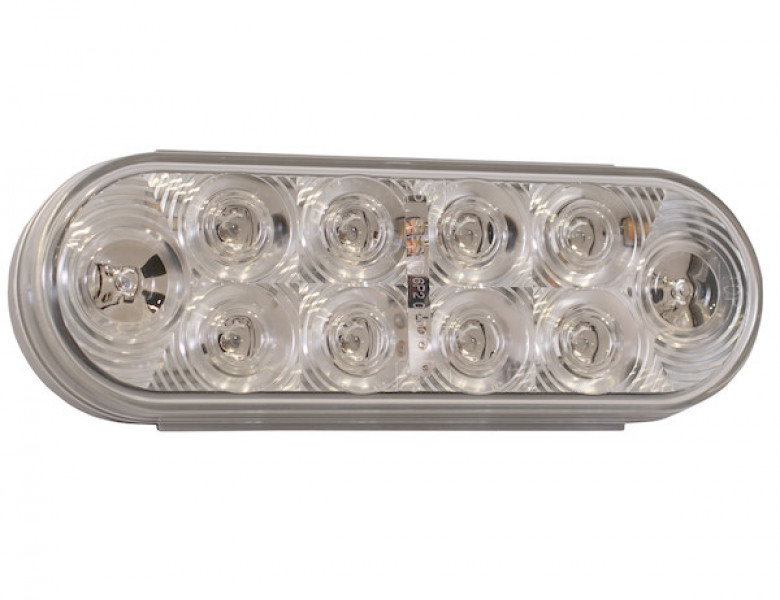 Image of 6 Inch Oval Stop/Turn/Tail Light With 10 Red LEDs, Clear Lens from Buyers Products. Part number: 5626553