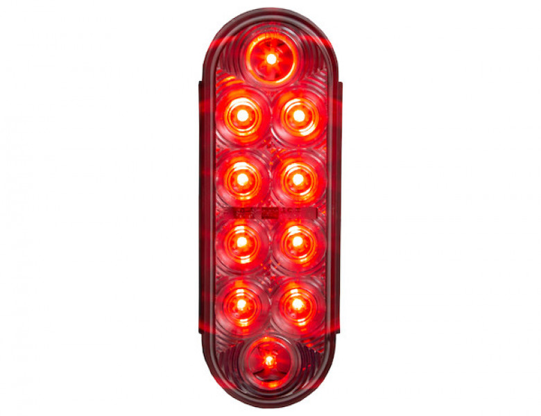 Image of 6 Inch Oval Stop/Turn/Tail Light With 10 Red LEDs, Clear Lens from Buyers Products. Part number: 5626553