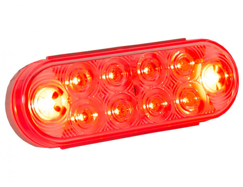 Image of 6 Inch Oval Stop/Turn/Tail Light With 10 Red LEDs, Clear Lens from Buyers Products. Part number: 5626553