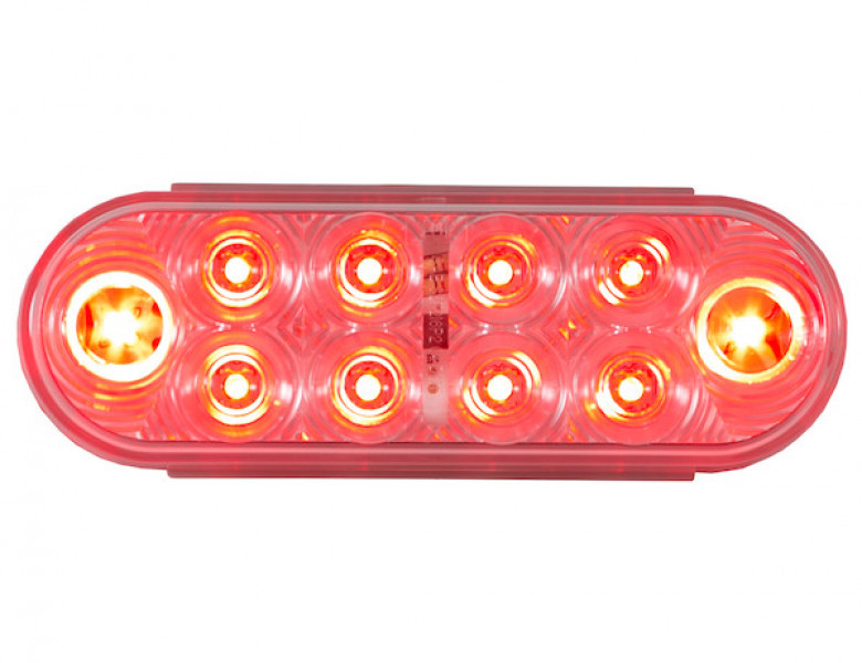 Image of 6 Inch Oval Stop/Turn/Tail Light With 10 Red LEDs, Clear Lens from Buyers Products. Part number: 5626553