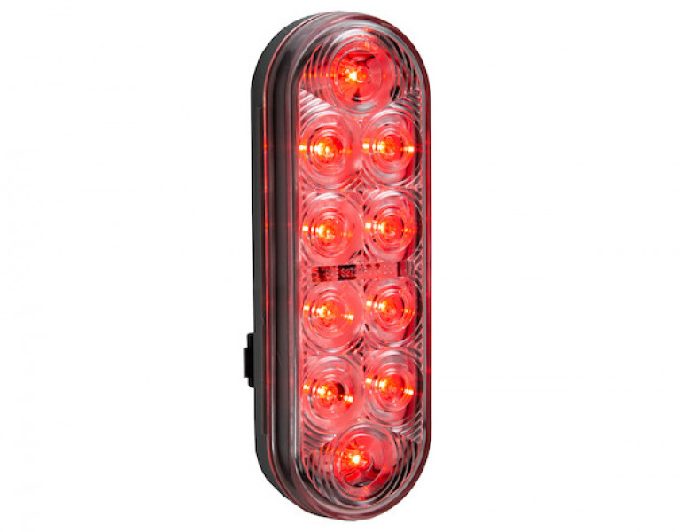 Image of 6 Inch Oval Stop/Turn/Tail Light With 10 Red LEDs, Clear Lens from Buyers Products. Part number: 5626553