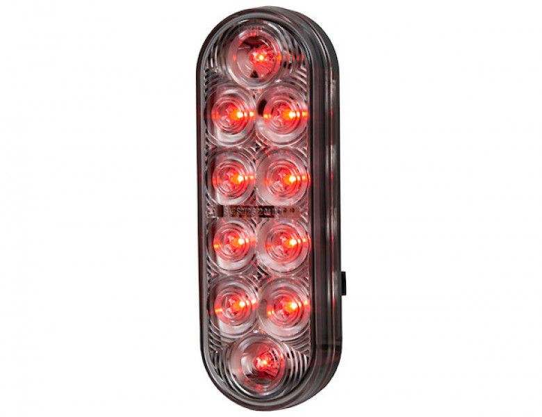 Image of 6 Inch Oval Stop/Turn/Tail Light With 10 Red LEDs, Clear Lens from Buyers Products. Part number: 5626553