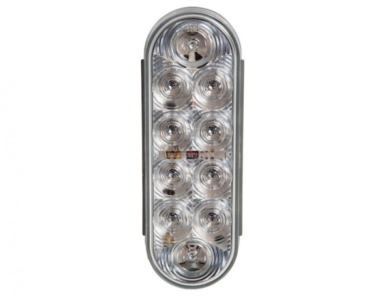 Image of 6 Inch Oval Stop/Turn/Tail Light With 10 Red LEDs, Clear Lens from Buyers Products. Part number: 5626553