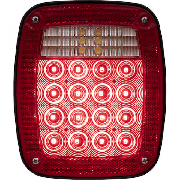 Image of Driver Side 5.75 Inch Red Stop/Turn/Tail Light with License Plate Light from Buyers Products. Part number: 5626738