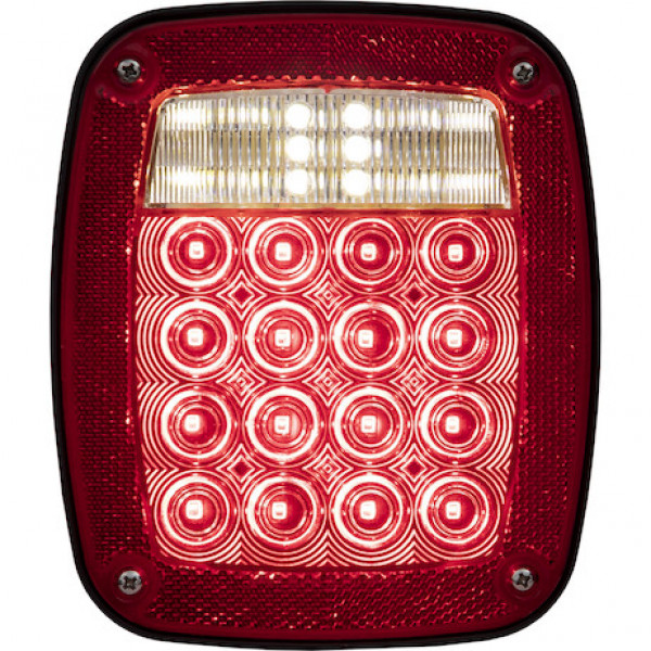 Image of Driver Side 5.75 Inch Red Stop/Turn/Tail Light with License Plate Light from Buyers Products. Part number: 5626738