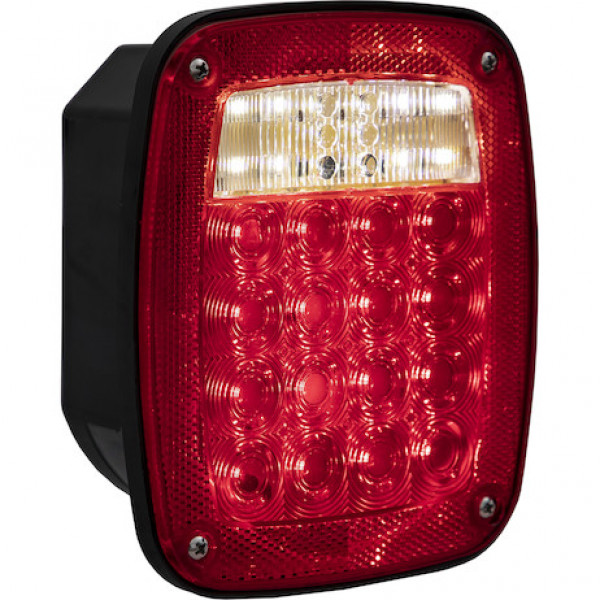 Image of Driver Side 5.75 Inch Red Stop/Turn/Tail Light with License Plate Light from Buyers Products. Part number: 5626738