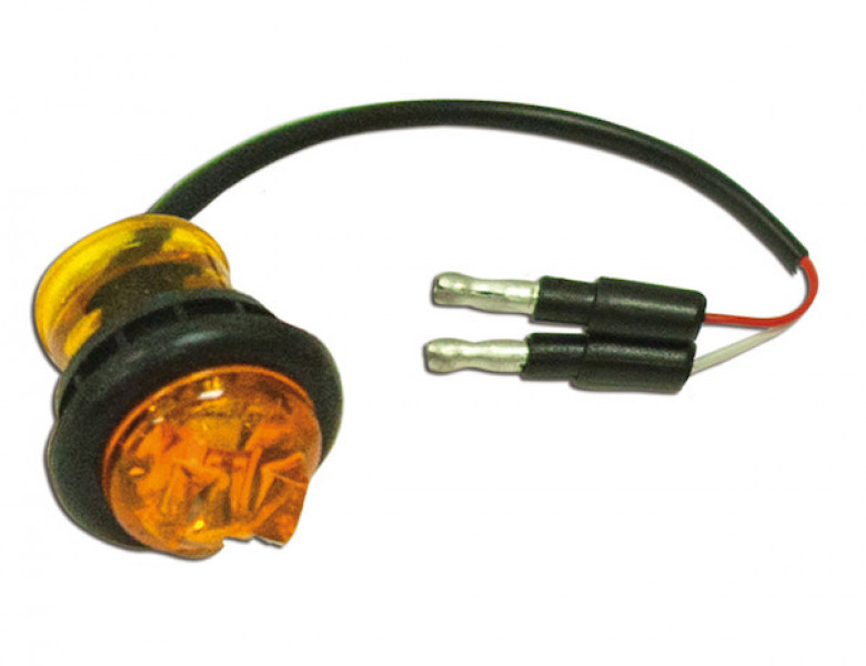 Image of .75 Inch Round Marker Clearance Lights - 1 LED Amber With Male Bullets from Buyers Products. Part number: 5627521