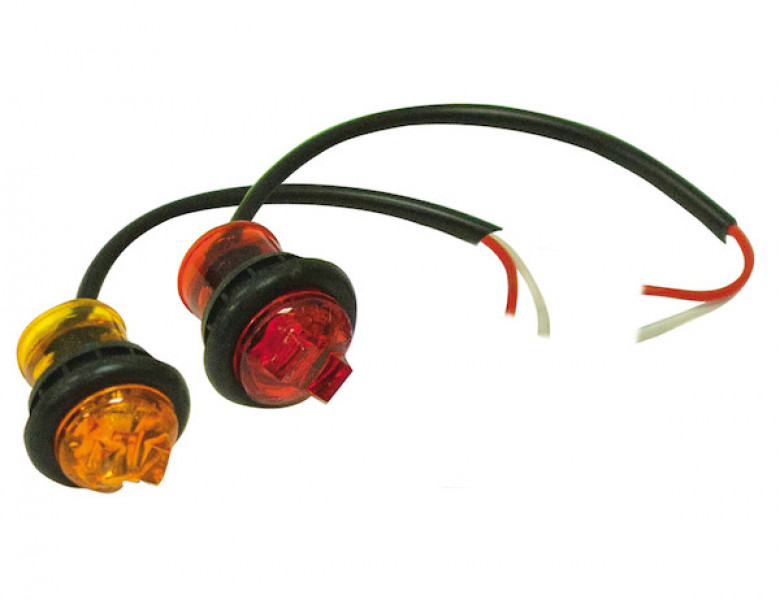 Image of .75 Inch Round Marker Clearance Lights - 1 LED Amber With Stripped Leads from Buyers Products. Part number: 5627522