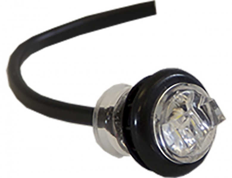 Image of .75 Inch Round Marker Clearance Lights - 1 LED Clear With Stripped Leads from Buyers Products. Part number: 5627532