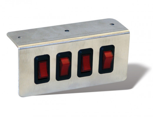 Image of Quad Pre-Wired Switch Panel With Aluminum Bracket from Buyers Products. Part number: 6391004