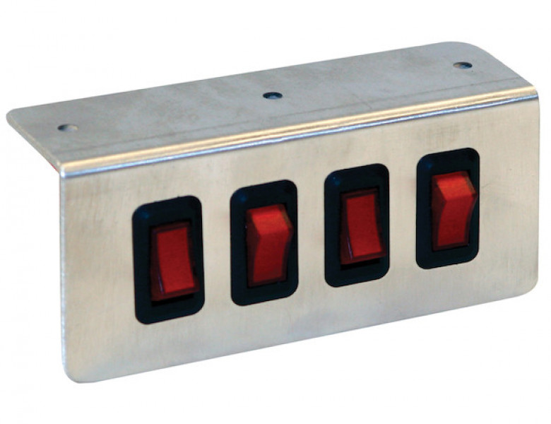 Image of Quad Pre-Wired Switch Panel With Aluminum Bracket from Buyers Products. Part number: 6391004