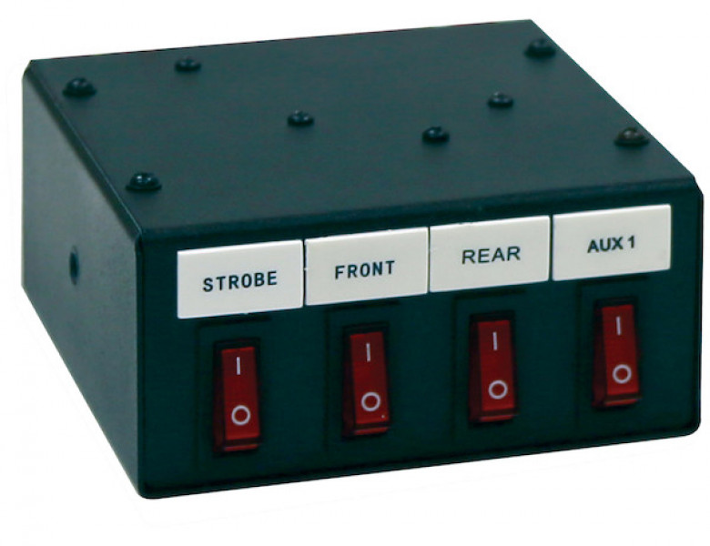 Image of 4 Function Backlit Pre-Wired Switch Box Fused With Relay And Circuit Breaker from Buyers Products. Part number: 6391104