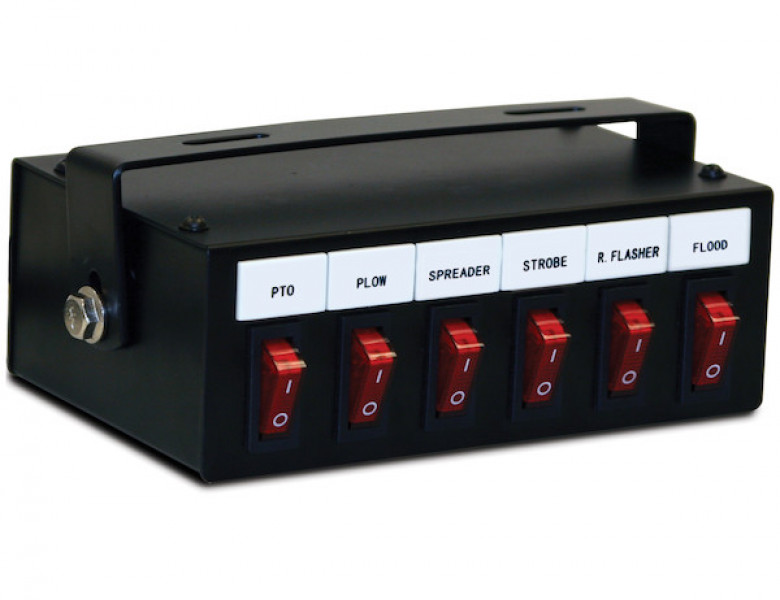 Image of 6 Function Backlit Pre-Wired Switch Box Fused With Relay And Circuit Breaker from Buyers Products. Part number: 6391106