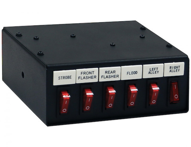 Image of 6 Function Backlit Pre-Wired Switch Box Fused With Relay And Circuit Breaker from Buyers Products. Part number: 6391106