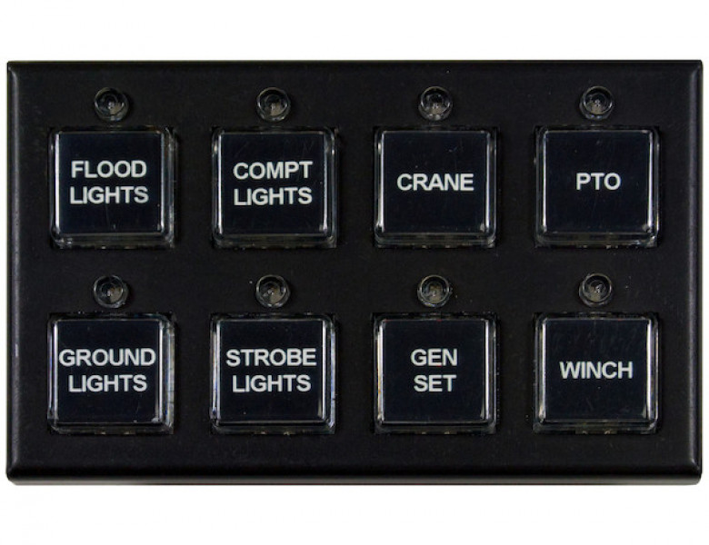 Image of 8 Function Switch Panel (Five On/Off, Three Momentary or On/Off) from Buyers Products. Part number: 6391308