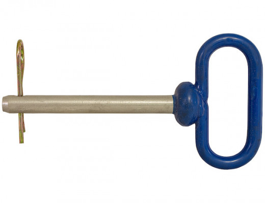 Image of Blue Poly-Coated Handle on Steel Hitch Pin - 1/2 x 4 Inch Usable Length from Buyers Products. Part number: 66101