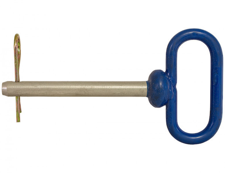 Image of Blue Poly-Coated Handle on Steel Hitch Pin - 5/8 x 4 Inch Usable Length from Buyers Products. Part number: 66107