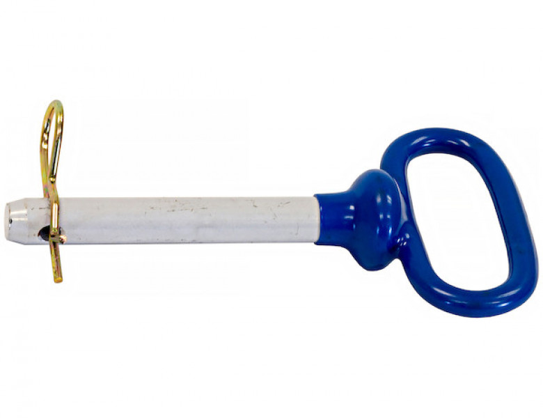 Image of Blue Poly-Coated Handle on Steel Hitch Pin - 5/8 x 4 Inch Usable Length from Buyers Products. Part number: 66107