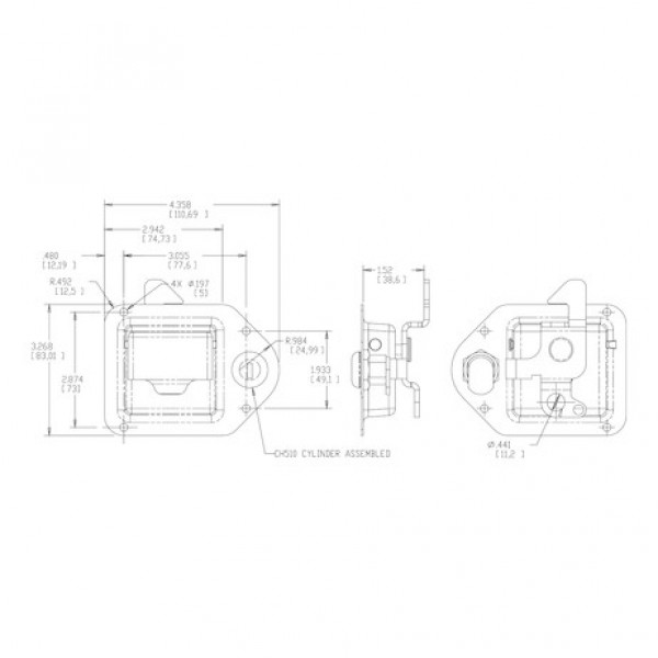 Image of Mini Stainless Steel Tear-Drop Locking Paddle Latch from Buyers Products. Part number: 8000SSL