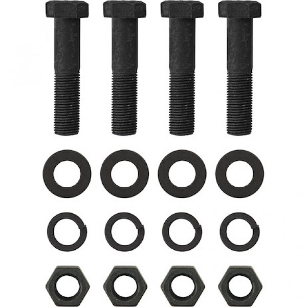 Image of Mounting Kit: (4) 9/16 in. x 2-1/2 in. Grade 8 cap screws, (4) 9/16 in. Grade 8 hex nuts, (4) 9/16 in. heavy lock washers and safety pin w/ chain from Buyers Products. Part number: 8525