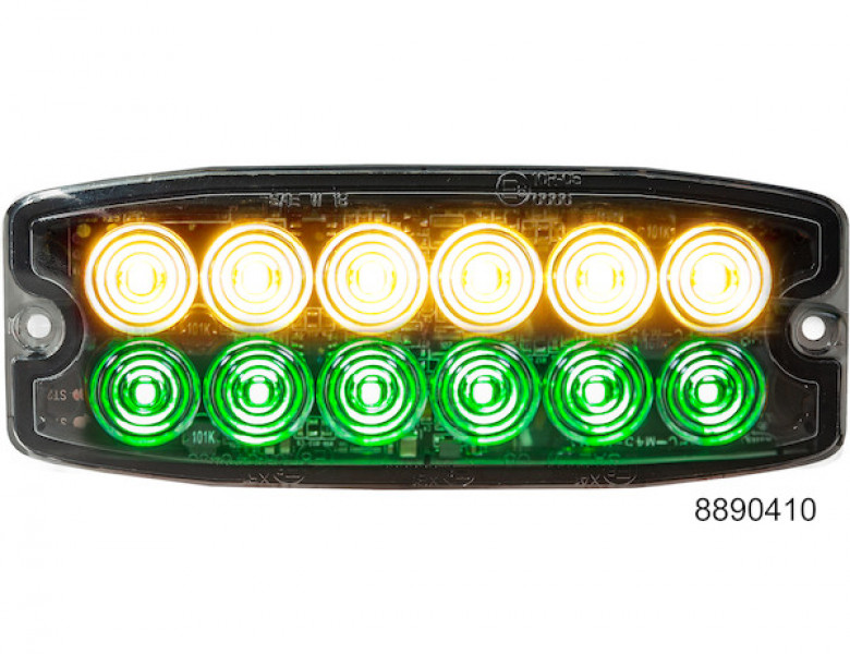 Image of Amber-Green Dual Row Ultra Thin 5 Inch LED Strobe Light from Buyers Products. Part number: 8890410