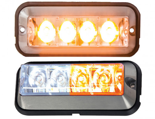 Image of Raised 5 Inch Amber LED Strobe Light with 19 Flash Patterns from Buyers Products. Part number: 8891104