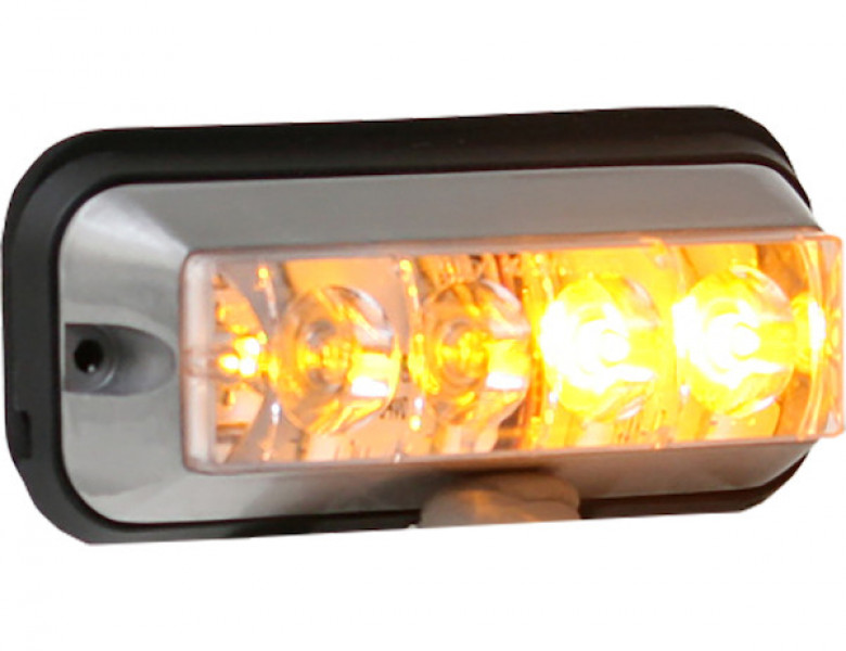 Image of Raised 5 Inch Amber LED Strobe Light with 19 Flash Patterns from Buyers Products. Part number: 8891104