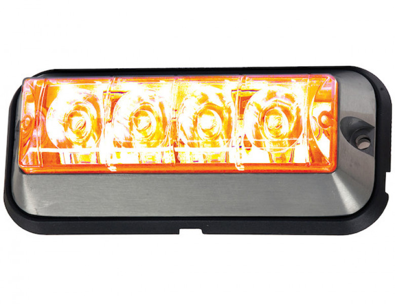 Image of Raised 5 Inch Amber LED Strobe Light with 19 Flash Patterns from Buyers Products. Part number: 8891104