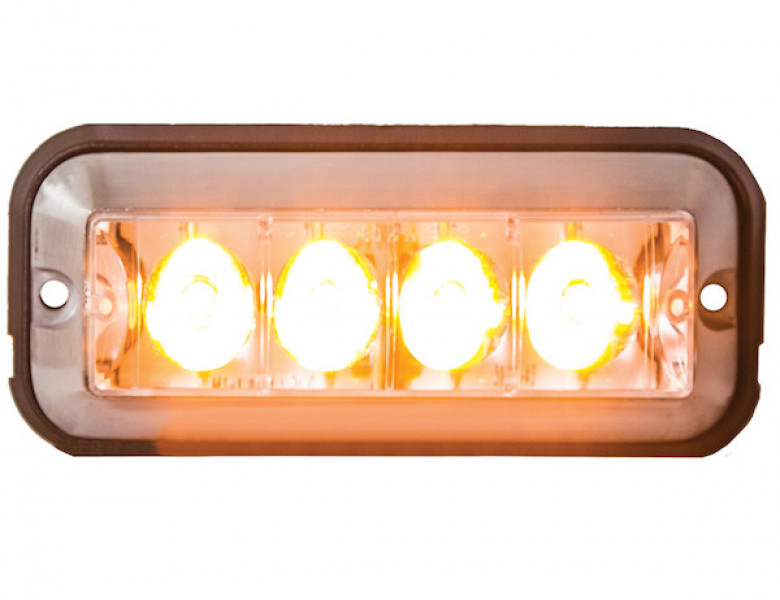 Image of Raised 5 Inch Amber LED Strobe Light with 19 Flash Patterns from Buyers Products. Part number: 8891104