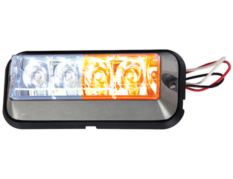 Image of Raised 5 Inch Amber/Clear LED Strobe Light with 19 Flash Patterns from Buyers Products. Part number: 8891105