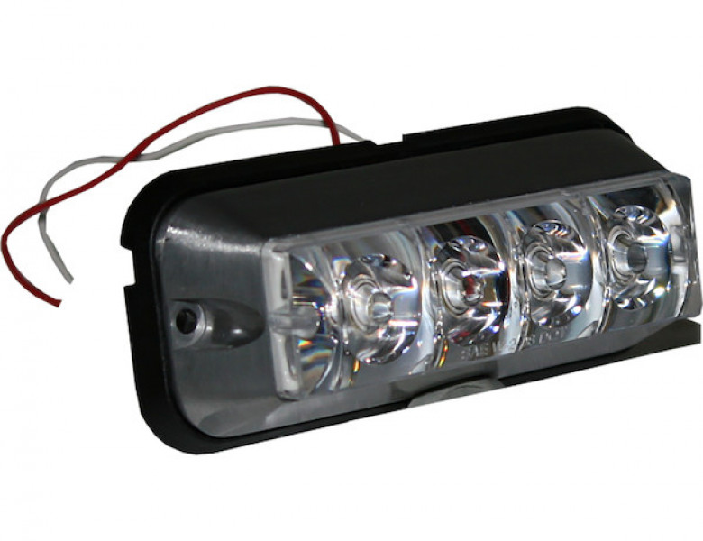 Image of Raised 5 Inch Amber/Clear LED Strobe Light with 19 Flash Patterns from Buyers Products. Part number: 8891105