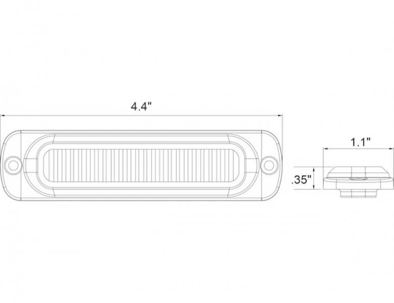 Image of Thin 4.5 Inch Amber Horizontal LED Strobe Light from Buyers Products. Part number: 8891900