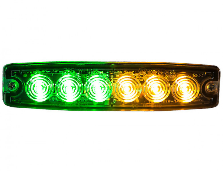 Image of Ultra Thin 5 Inch Green/Amber LED Strobe Light from Buyers Products. Part number: 8892210