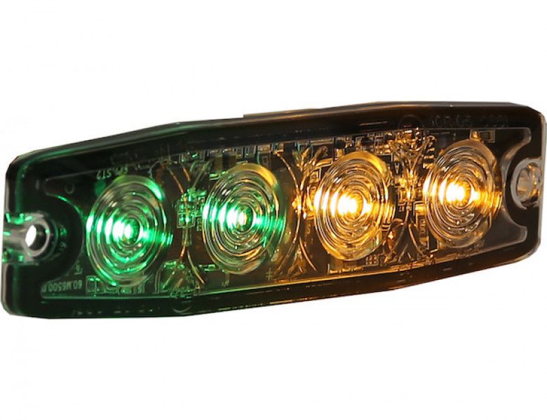 Image of Ultra Thin 4.5 Inch Green/Amber LED Strobe Light from Buyers Products. Part number: 8892250