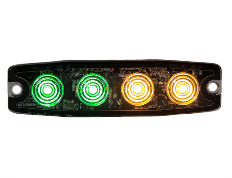 Image of Ultra Thin 4.5 Inch Green/Amber LED Strobe Light from Buyers Products. Part number: 8892250