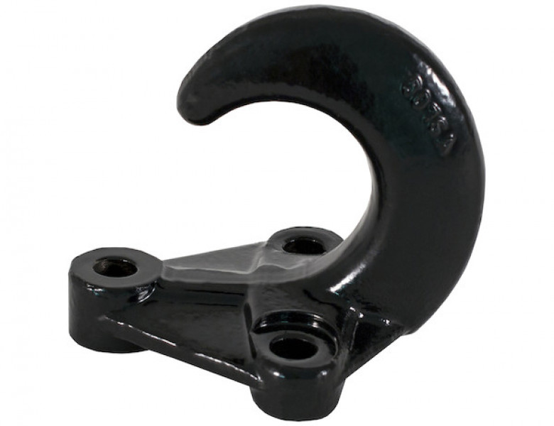 Image of 3- Hole Black Powder Coated Drop Forged Bolt-On Heavy-Duty Towing Hook from Buyers Products. Part number: B076A