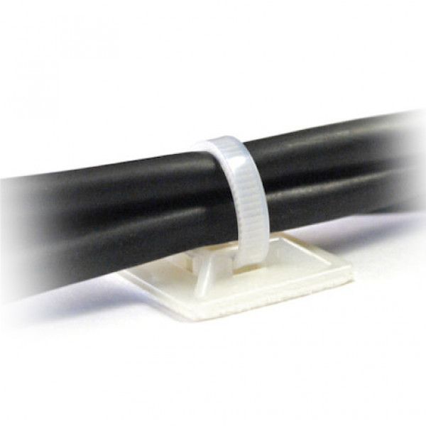 Image of 1-inch White Mounting Base for Cable Zip Ties With Adhesive (100-Pack) from Buyers Products. Part number: B08462