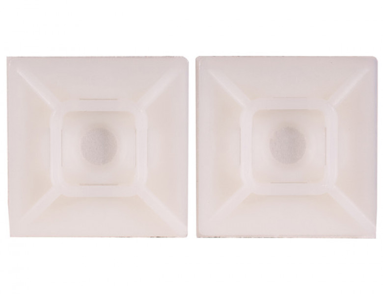 Image of 1-inch White Mounting Base for Cable Zip Ties With Adhesive (100-Pack) from Buyers Products. Part number: B08462