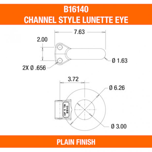 Image of Plain 10-Ton Forged Steel Tow Eye 3 Inch I.D. from Buyers Products. Part number: B16140