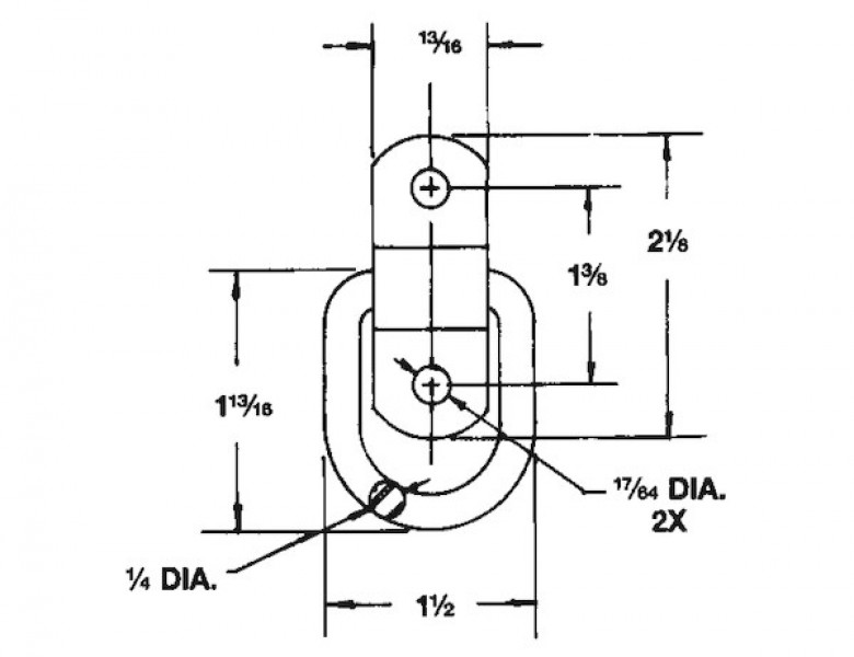 Image of 1/4 Inch Rope Ring With 2-Hole Mounting Bracket Zinc Plated from Buyers Products. Part number: B20