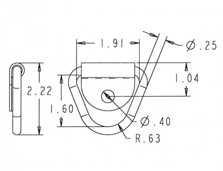 Image of 1/4 Inch Forged Rope Ring With 1-Hole Integral Mounting Bracket Zinc Plated from Buyers Products. Part number: B21