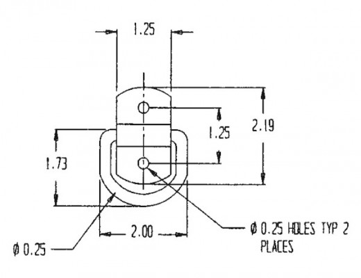 Image of 1/4 Inch Forged Light Duty Rope Ring With 2-Hole Mounting Bracket Zinc Plated from Buyers Products. Part number: B23