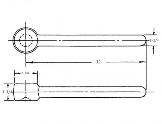 Image of 1-1/4 x 12 Inch Forged Rod End Machined With 1-1/4-7 NC Thread from Buyers Products. Part number: B270212KM