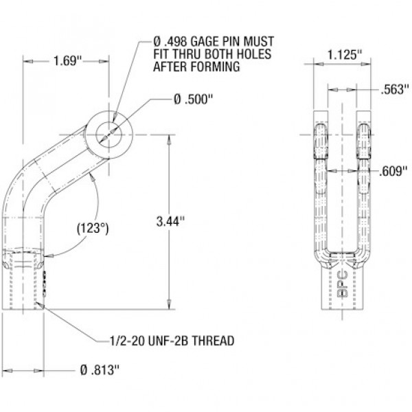 Image of Adjustable Yoke End 1/2-20 NF and 1/2 Inch Diameter Thru-Hole from Buyers Products. Part number: B27086EZ